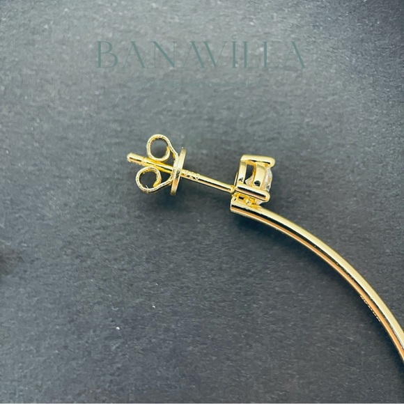 S925 with 14K Gold Plating Large Hoop Earrings 4mm Moissanite 0.6ctw - Picture 3 of 8